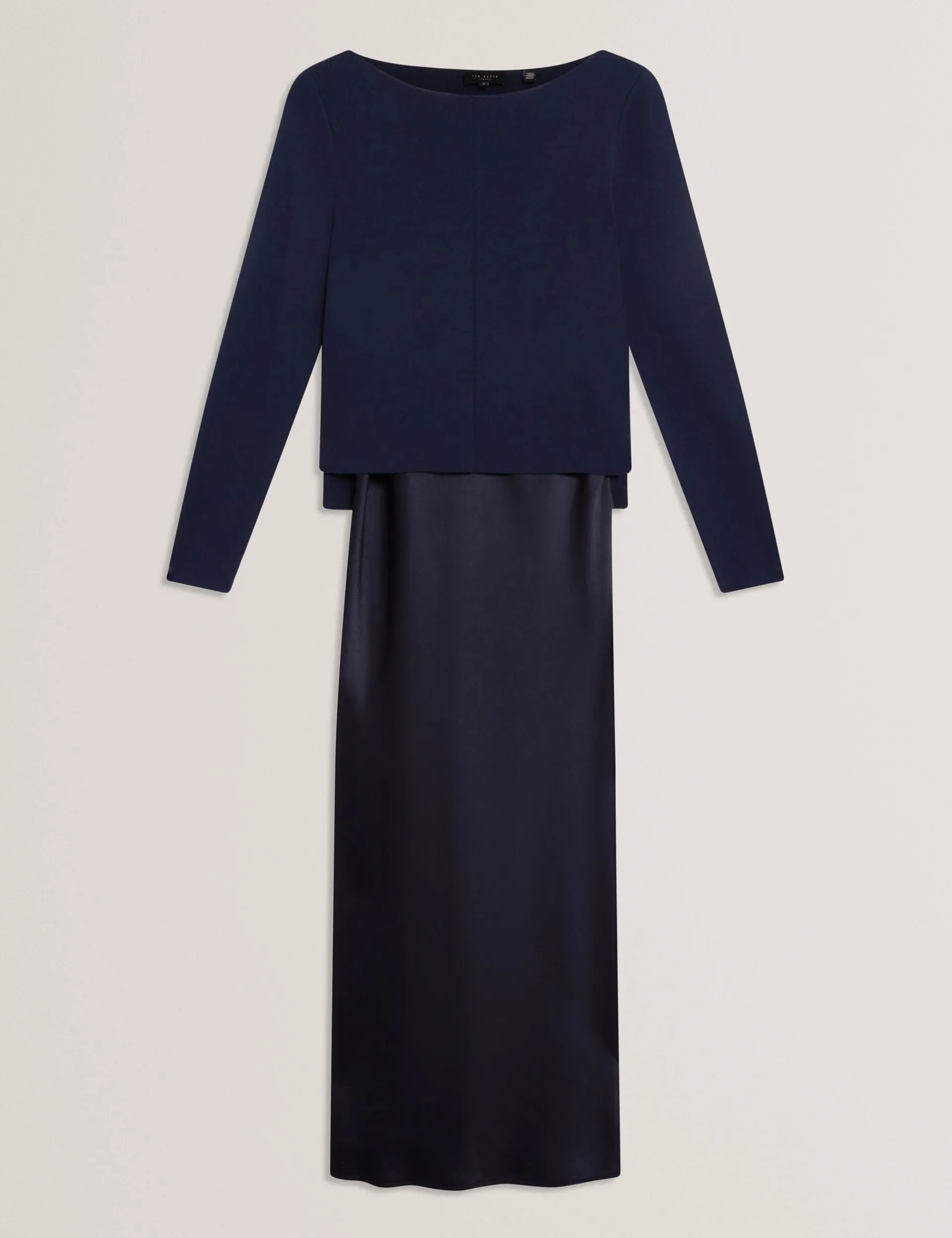 New Lobster Limited Kleider|Luftiger Blues Bearbeiten<2-in-1 Satin-Unterkleid mit Strickoberteil
