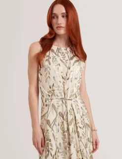 New Lobster Limited Golden Hour|Der Weihnachtsladen<Jacquard-Midi-Kleid mit Blättermuster und geraffter Taille