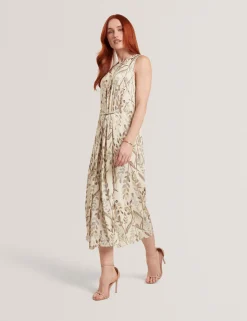 New Lobster Limited Golden Hour|Der Weihnachtsladen<Jacquard-Midi-Kleid mit Blättermuster und geraffter Taille