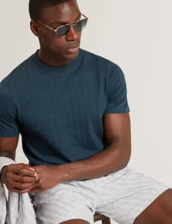 New Lobster Limited Breezy Blues Bearbeiten|Oberteile & T-Shirts<Jacquard-T-Shirt aus strukturierter Baumwolle