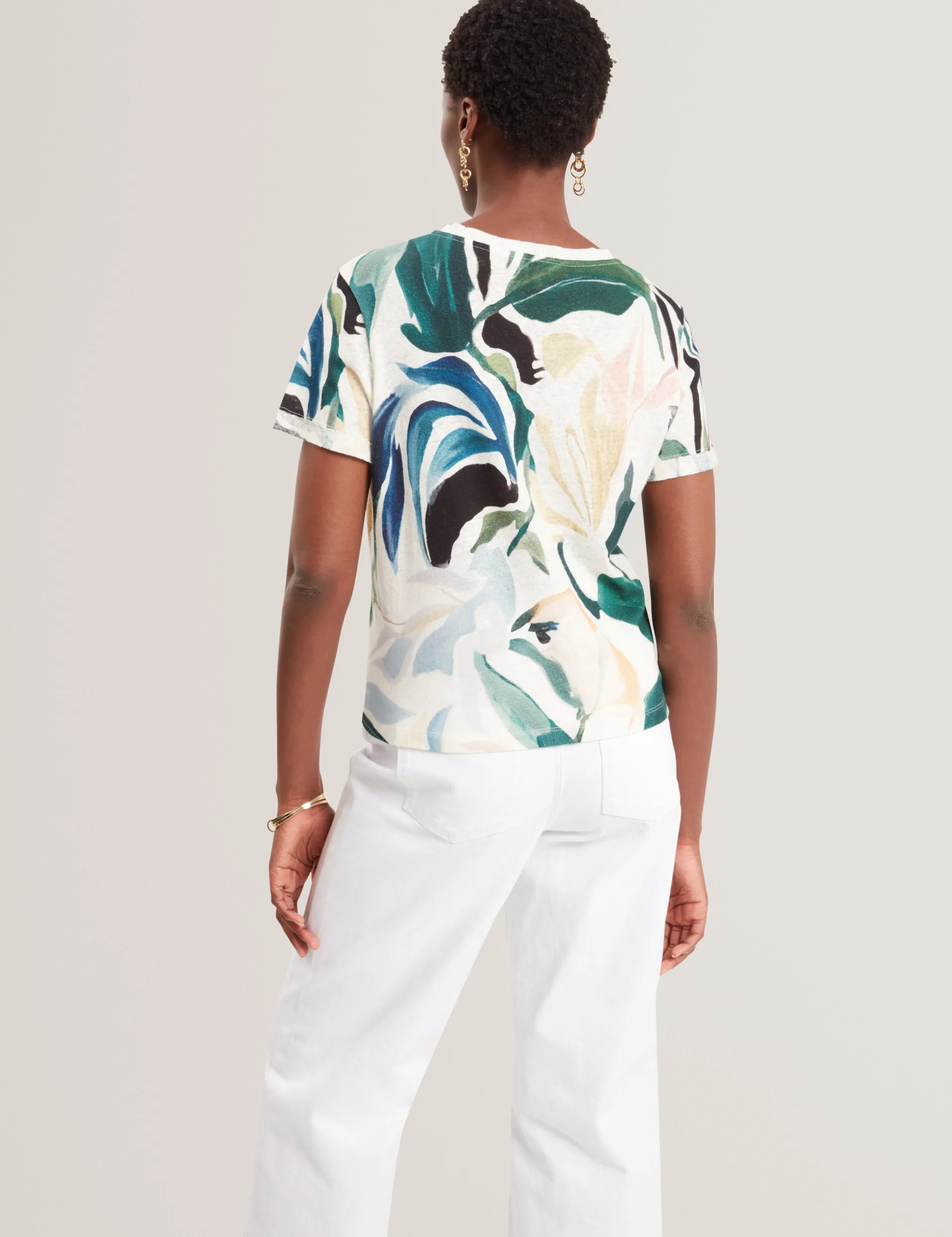 New Lobster Limited Oberteile & Blusen|Der Weihnachtsladen<Kastenförmiges T-Shirt aus Leinenmischung mit abstraktem Print