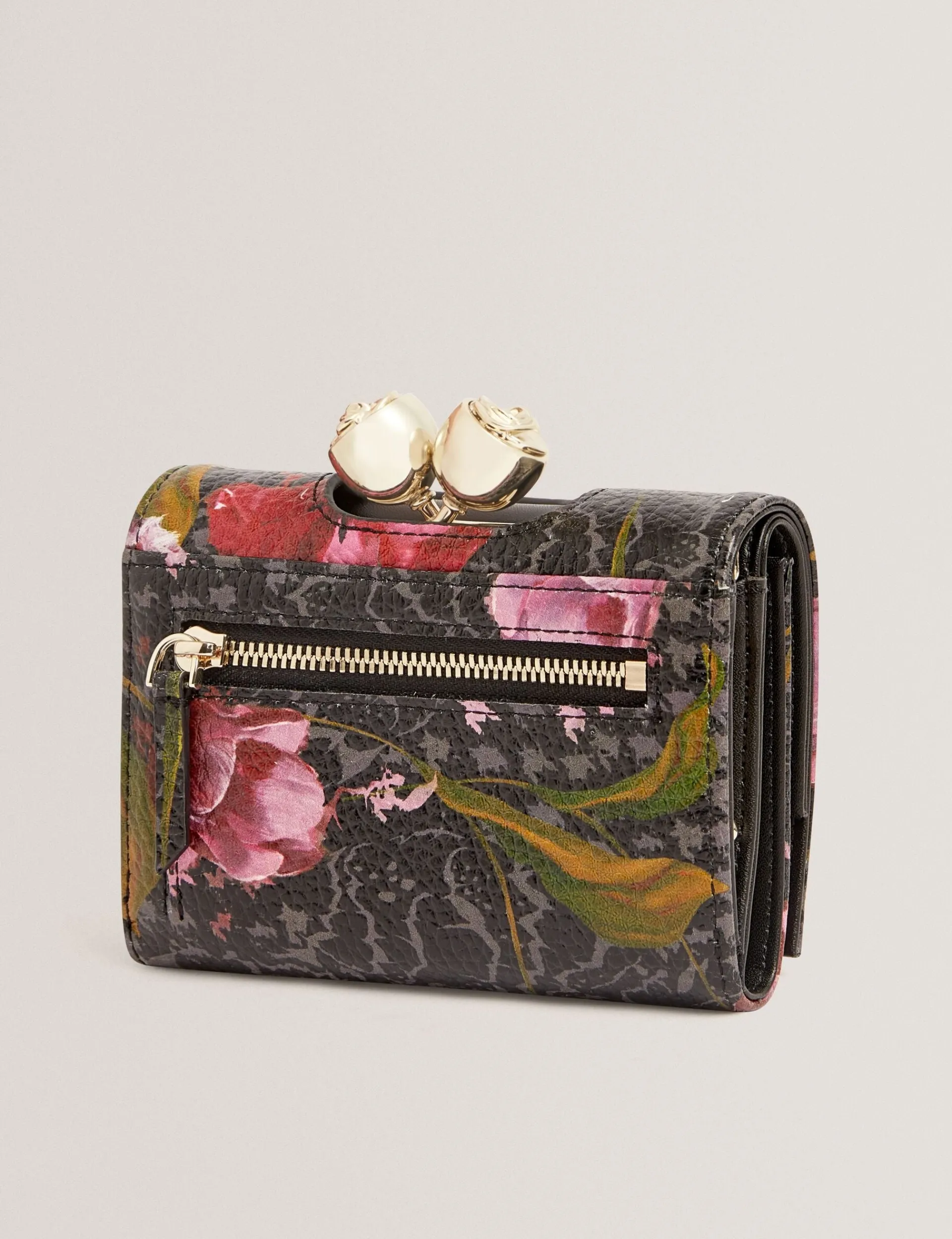 New Lobster Limited Geldbörsen & Kartenetuis|Neue Frühlingsblumen<Kleine Handtasche aus bedrucktem Leder mit Rosenverschluss