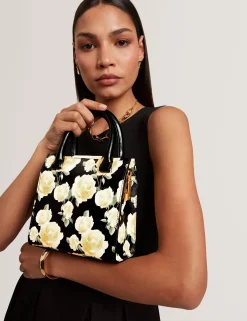 New Lobster Limited Neue Frühlingsblumen|Tragetaschen<Kleine Leder-Shopper-Tasche mit Rosenprint
