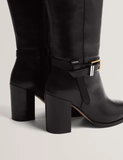 New Lobster Limited Stiefel|Arbeitskleidung<Kniehohe Lederstiefel mit Gürteldetail und Absatz