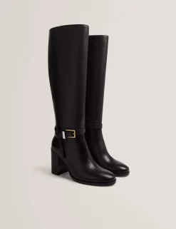 New Lobster Limited Stiefel|Arbeitskleidung<Kniehohe Lederstiefel mit Gürteldetail und Absatz