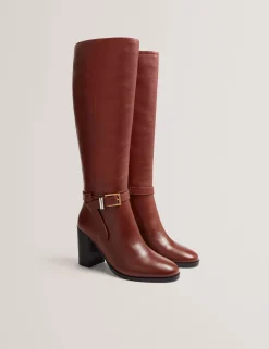 New Lobster Limited Stiefel|Arbeitskleidung<Kniehohe Lederstiefel mit Gürteldetail und Absatz