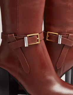 New Lobster Limited Stiefel|Arbeitskleidung<Kniehohe Lederstiefel mit Gürteldetail und Absatz