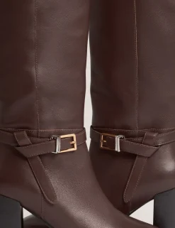 New Lobster Limited Stiefel|Arbeitskleidung<Kniehohe Lederstiefel mit Gürteldetail und Absatz