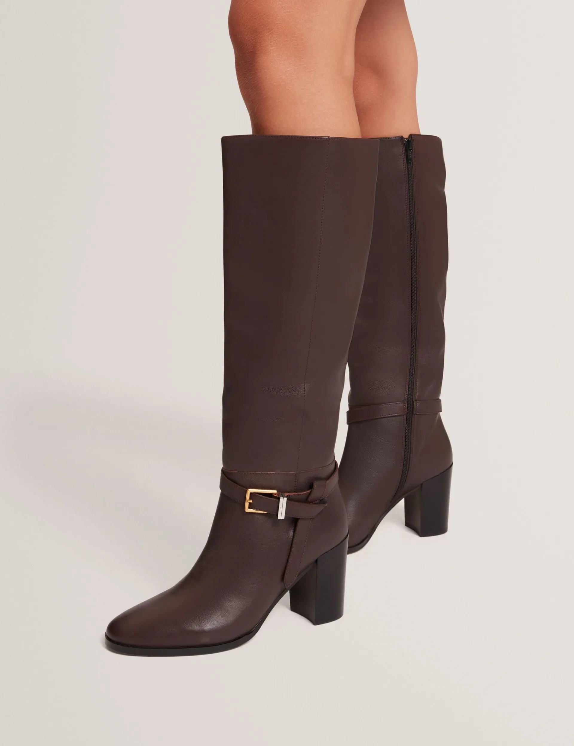 New Lobster Limited Stiefel|Arbeitskleidung<Kniehohe Lederstiefel mit Gürteldetail und Absatz
