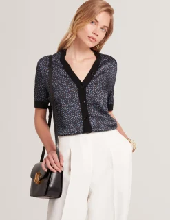 New Lobster Limited Luftiger Blues Bearbeiten|Oberteile & Blusen<Kurzarm-Cardigan mit Print von Touch of Silk