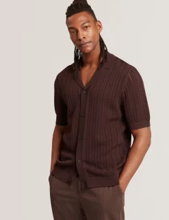 New Lobster Limited Oberteile & T-Shirts|Im Trend: Gestrickte Tops<Kurzarmhemd aus Strick mit strukturierten Streifen