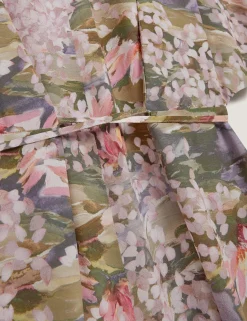 New Lobster Limited Festliche Kleidung|Neue Frühlingsblumen<Kurzarm-Hemdkleid mit Seerosenmuster