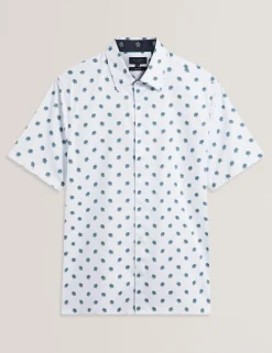 New Lobster Limited Breezy Blues Bearbeiten|Shirts<Kurzarmhemd mit Mini-Blumenmuster