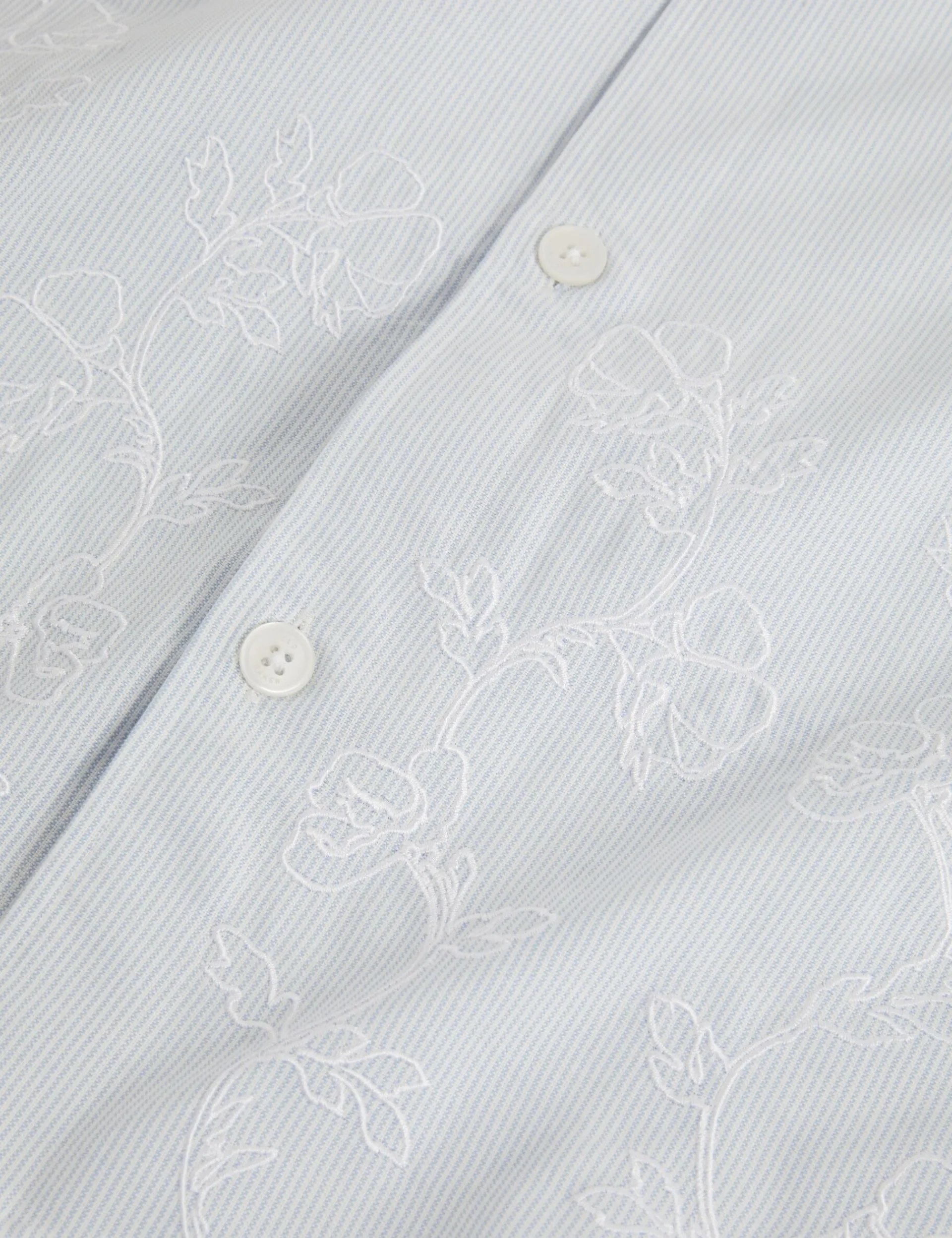 New Lobster Limited Breezy Blues Bearbeiten|Shirts<Kurzarmhemd mit Nadelstreifen und besticktem Saum