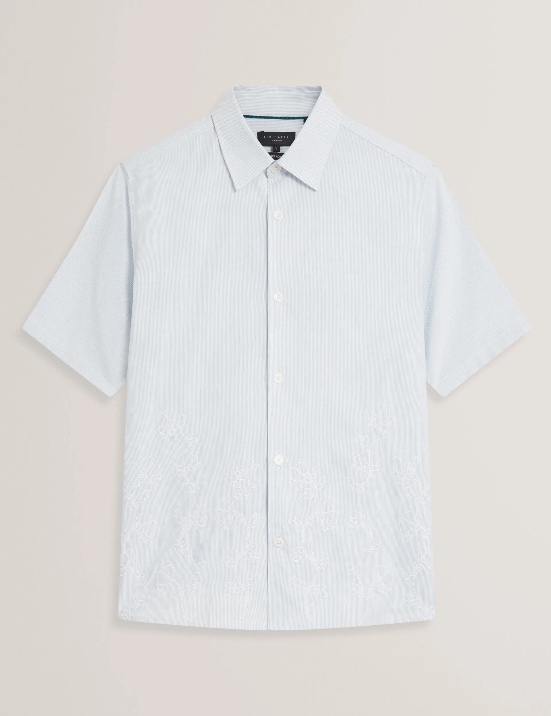New Lobster Limited Breezy Blues Bearbeiten|Shirts<Kurzarmhemd mit Nadelstreifen und besticktem Saum