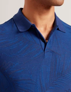 New Lobster Limited Der Weihnachtsladen|Breezy Blues Bearbeiten<Kurzarm-Polohemd mit Jacquard-Blattmuster