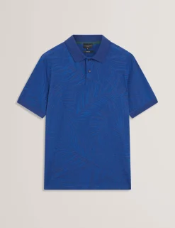 New Lobster Limited Der Weihnachtsladen|Breezy Blues Bearbeiten<Kurzarm-Polohemd mit Jacquard-Blattmuster