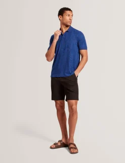 New Lobster Limited Der Weihnachtsladen|Breezy Blues Bearbeiten<Kurzarm-Polohemd mit Jacquard-Blattmuster