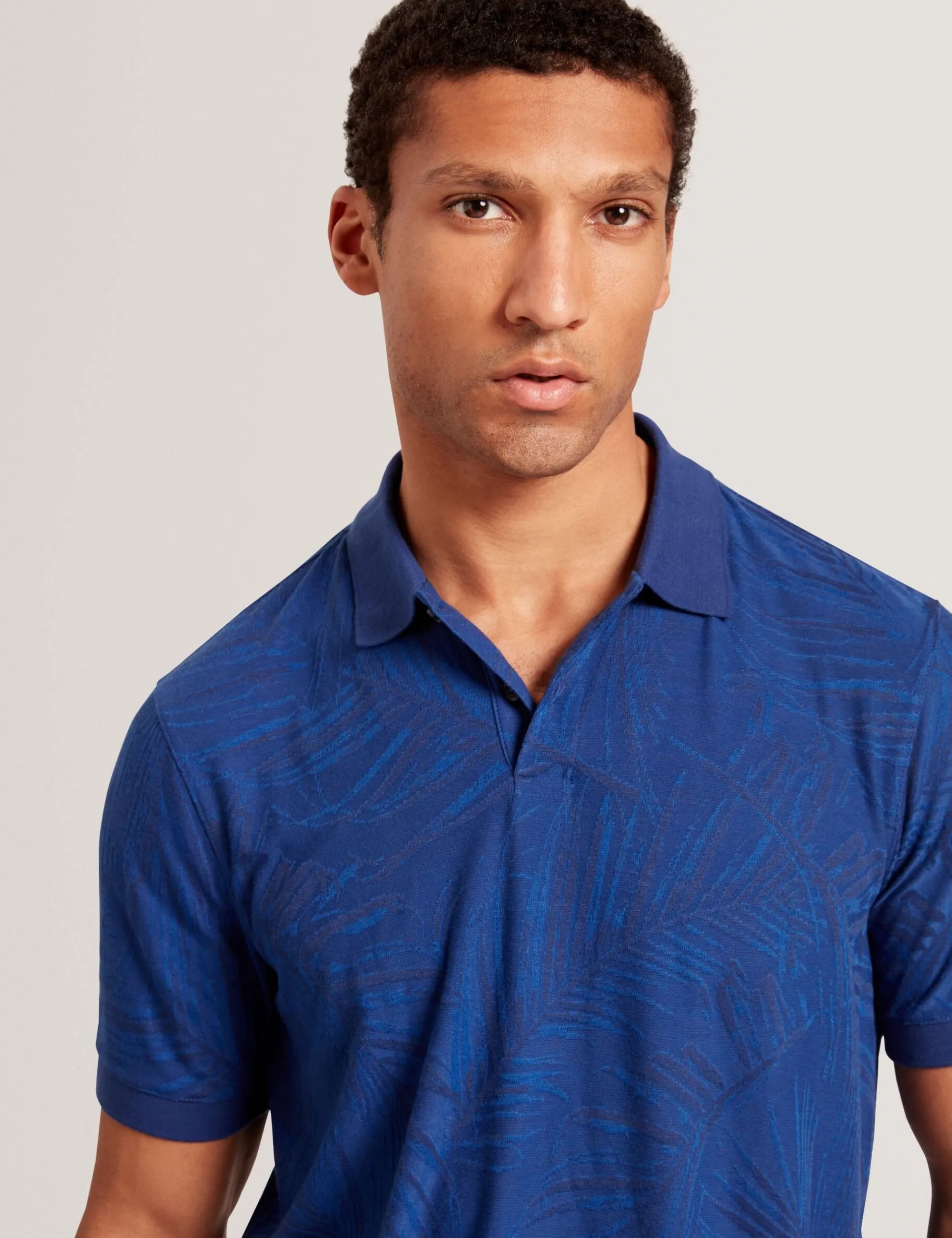 New Lobster Limited Der Weihnachtsladen|Breezy Blues Bearbeiten<Kurzarm-Polohemd mit Jacquard-Blattmuster