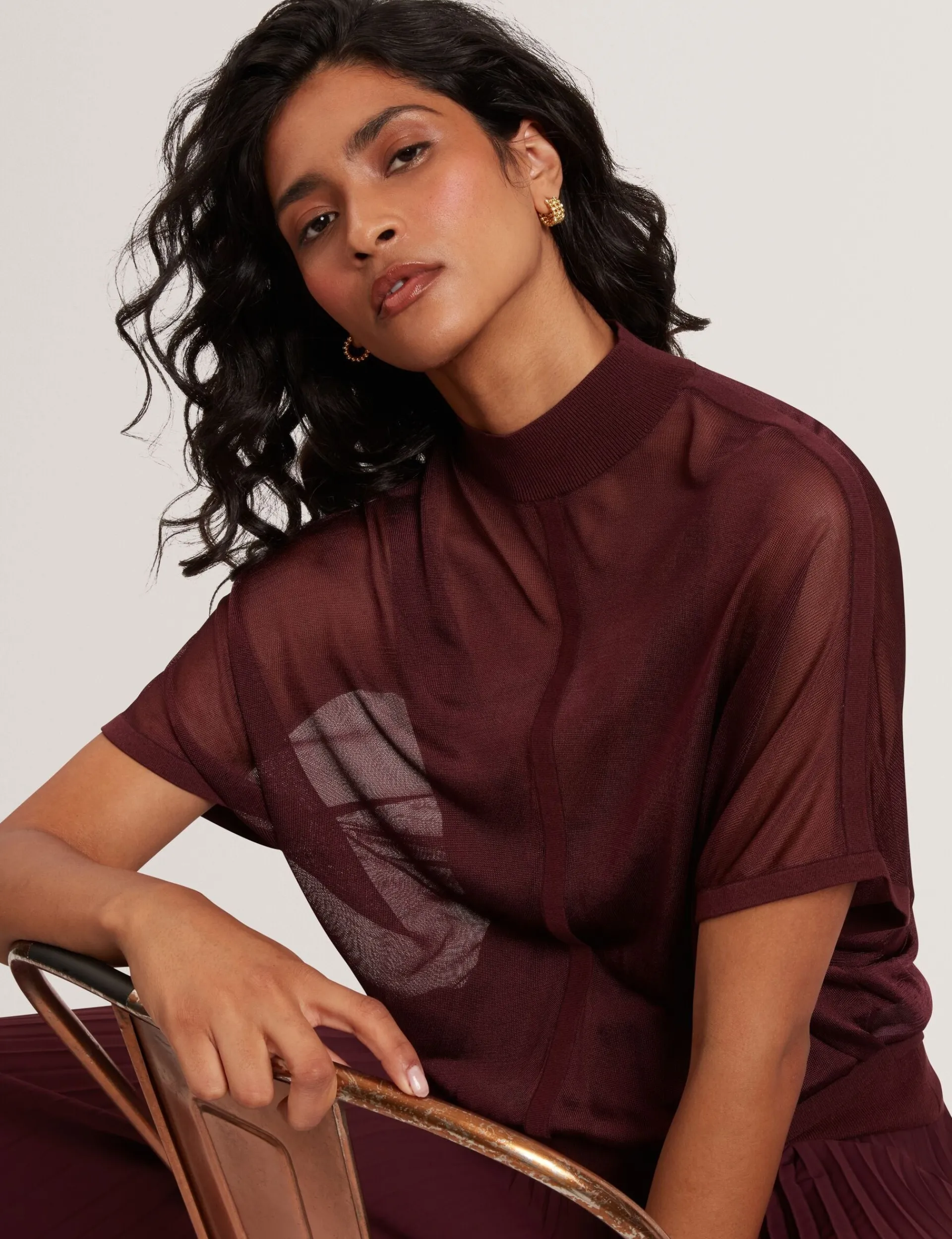 New Lobster Limited Oberteile & Blusen|Pullover & Strickjacken<Kurzarm-Strickoberteil mit transparentem Einsatz
