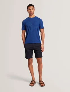 New Lobster Limited Der Weihnachtsladen|Breezy Blues Bearbeiten<Kurzarm-T-Shirt mit Jacquard-Blattmuster