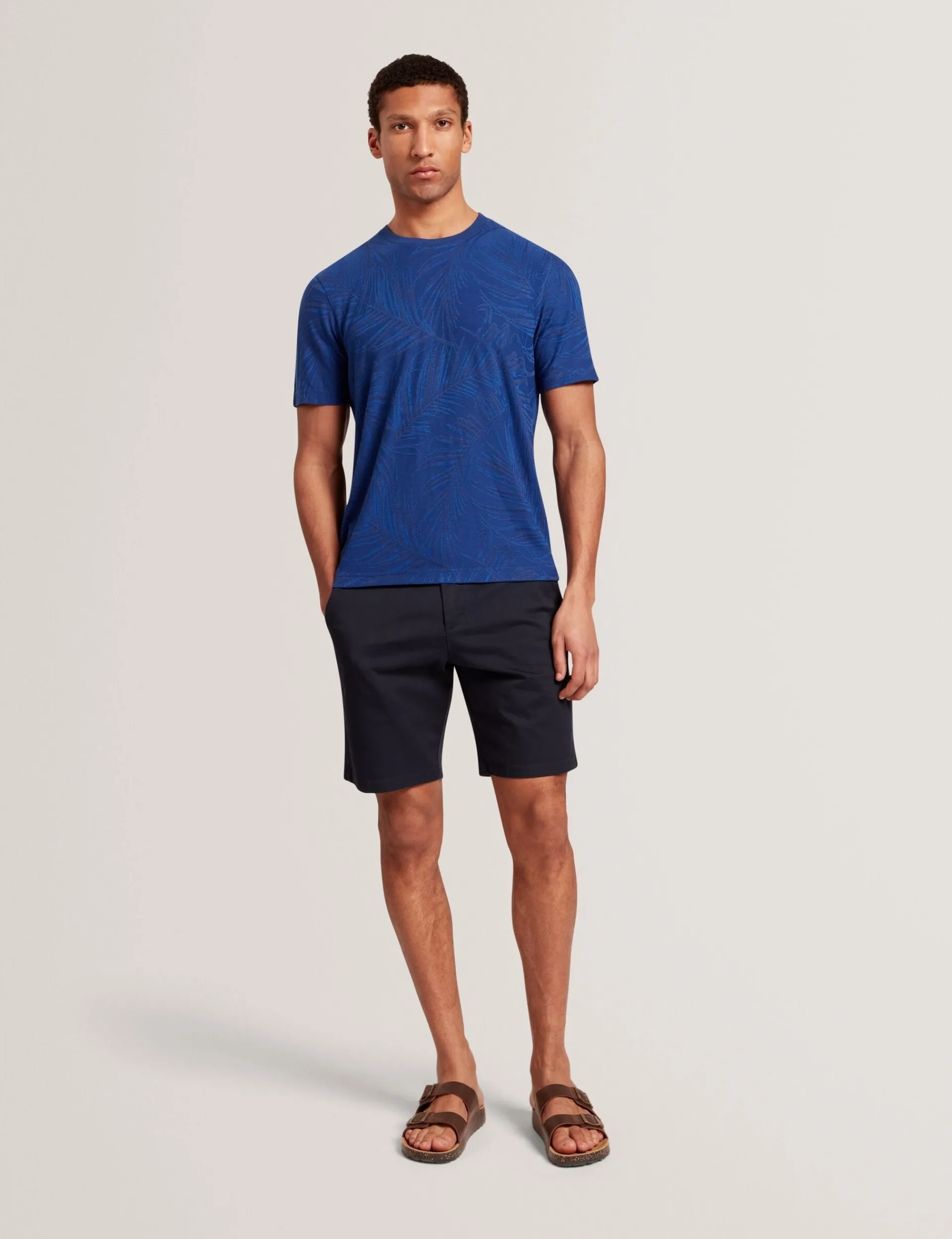 New Lobster Limited Der Weihnachtsladen|Breezy Blues Bearbeiten<Kurzarm-T-Shirt mit Jacquard-Blattmuster