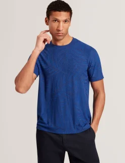 New Lobster Limited Der Weihnachtsladen|Breezy Blues Bearbeiten<Kurzarm-T-Shirt mit Jacquard-Blattmuster