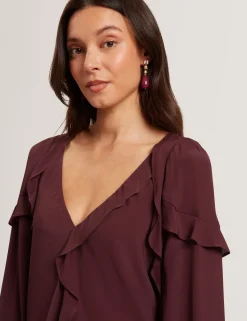 New Lobster Limited Oberteile & Blusen<Langarmbluse mit Wasserfall-Rüschenbesatz