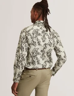 Herren New Lobster Limited Luxusgeschenke Für Herren|Shirts<Langarmhemd aus Baumwolle mit Blätterprint