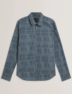 New Lobster Limited Breezy Blues Bearbeiten|Shirts<Langarmhemd aus Baumwolle mit verschwommenem Karomuster