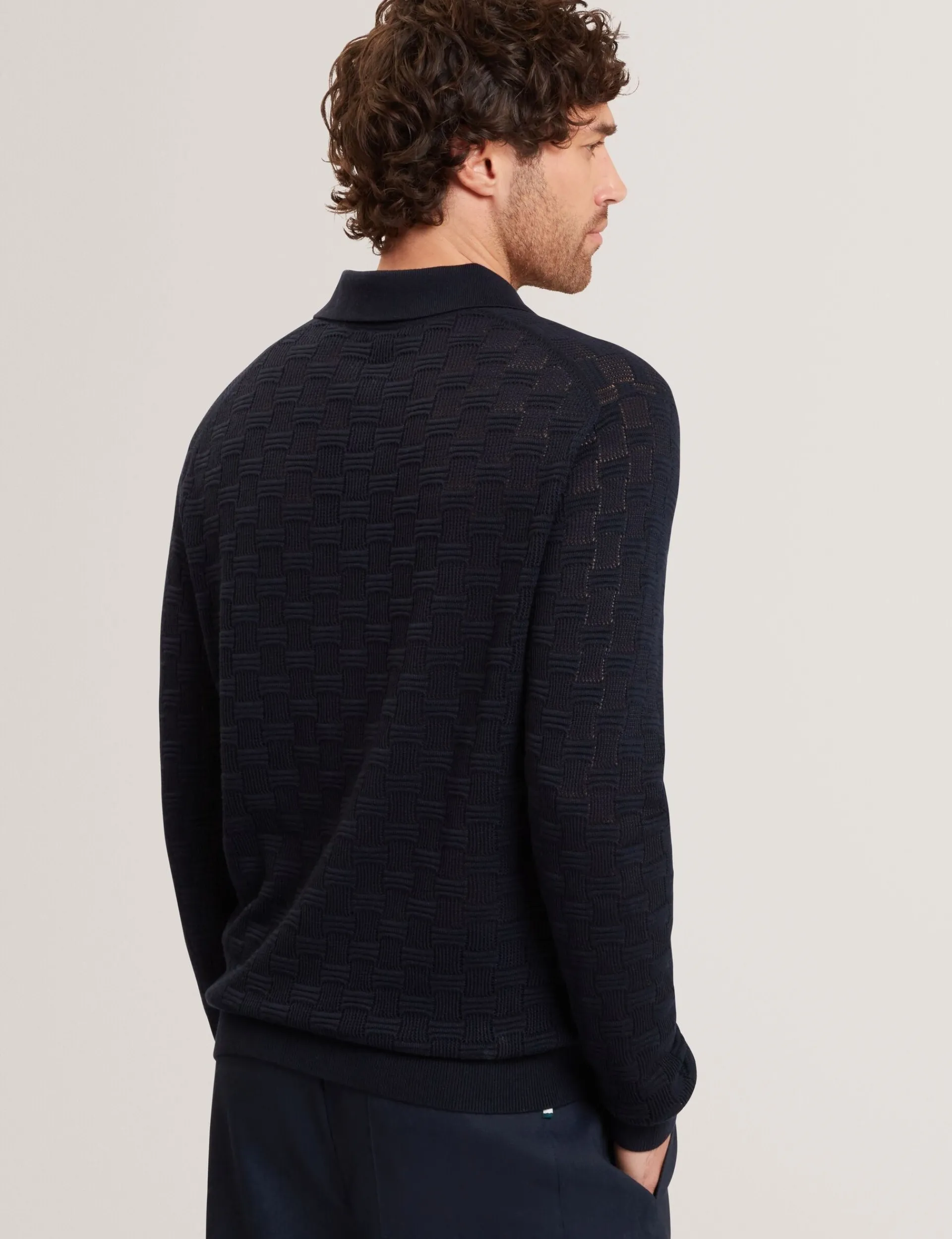 Herren New Lobster Limited Luxusgeschenke Für Herren|Pullover & Strickwaren<Langarm-Polohemd aus Seidenmischung mit Korbstruktur