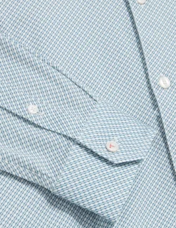 New Lobster Limited Breezy Blues Bearbeiten|Shirts<Langarm-Slim-Fit-Shirt mit Mikro-Geo-Print