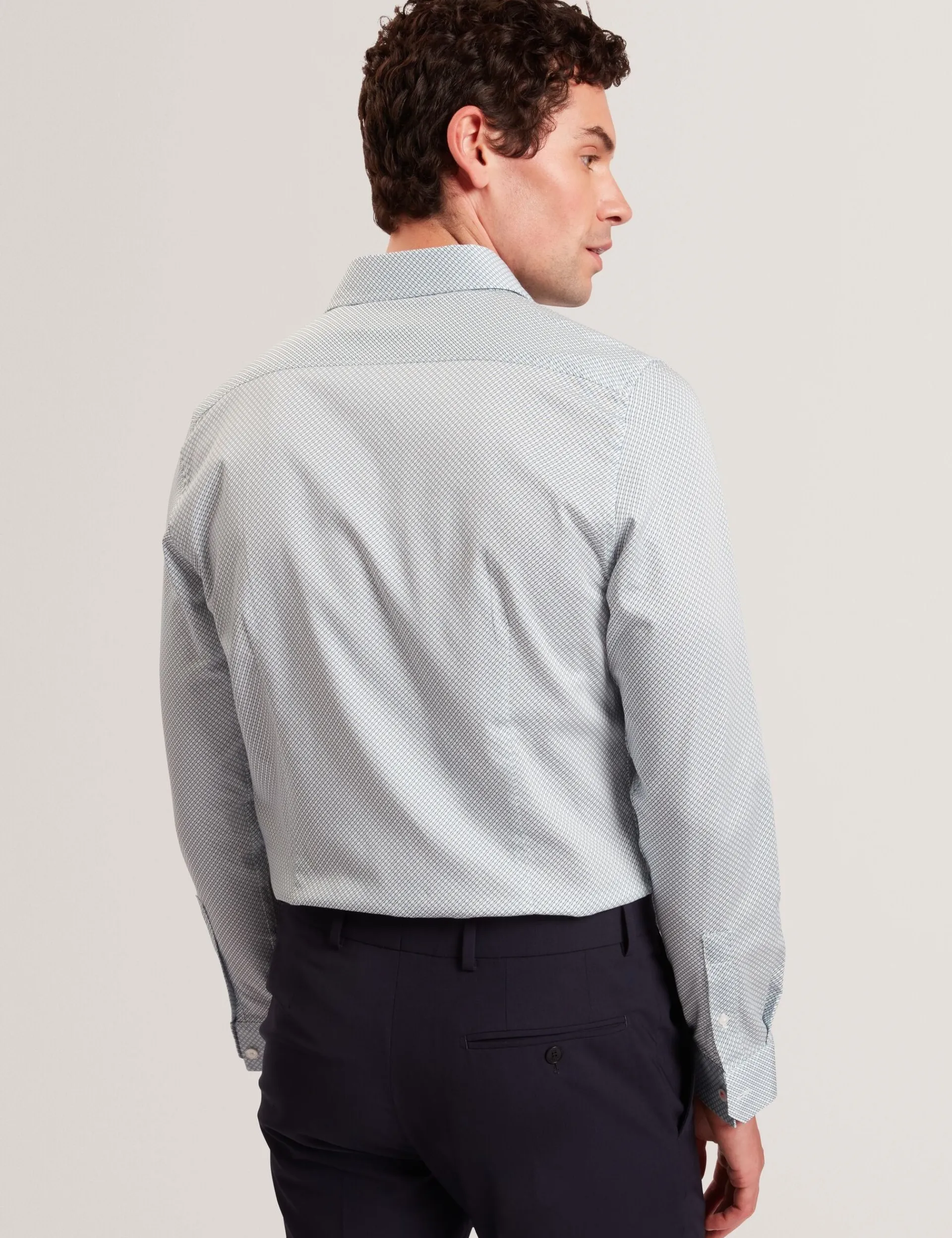 New Lobster Limited Breezy Blues Bearbeiten|Shirts<Langarm-Slim-Fit-Shirt mit Mikro-Geo-Print