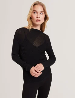 New Lobster Limited Oberteile & Blusen|Pullover & Strickjacken<Langarm-Strickoberteil mit transparenten Details