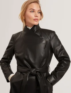 Damen New Lobster Limited Luxusgeschenke Für Damen|Mäntel Und Jacken<Langer Wickelmantel aus Leder mit Gürtel