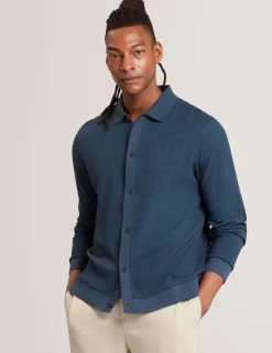 New Lobster Limited Breezy Blues Bearbeiten|Oberteile & T-Shirts<Langärmliges, strukturiertes Poloshirt mit Knopfleiste