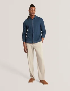 New Lobster Limited Breezy Blues Bearbeiten|Oberteile & T-Shirts<Langärmliges, strukturiertes Poloshirt mit Knopfleiste