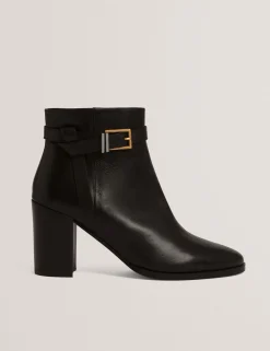 New Lobster Limited Stiefel|Arbeitskleidung<Leder-Ankle-Boots mit Gürtelbesatz und Absatz