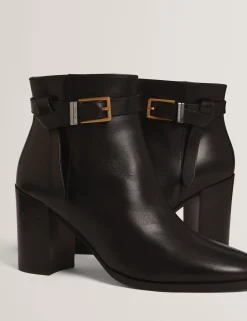 New Lobster Limited Stiefel|Arbeitskleidung<Leder-Ankle-Boots mit Gürtelbesatz und Absatz