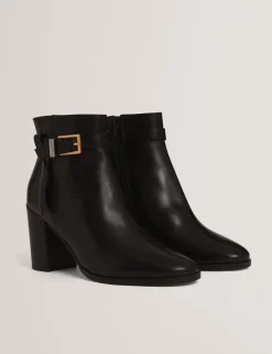 New Lobster Limited Stiefel|Arbeitskleidung<Leder-Ankle-Boots mit Gürtelbesatz und Absatz