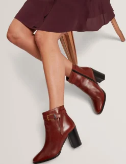 New Lobster Limited Stiefel|Arbeitskleidung<Leder-Ankle-Boots mit Gürtelbesatz und Absatz