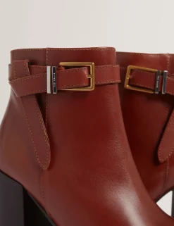 New Lobster Limited Stiefel|Arbeitskleidung<Leder-Ankle-Boots mit Gürtelbesatz und Absatz
