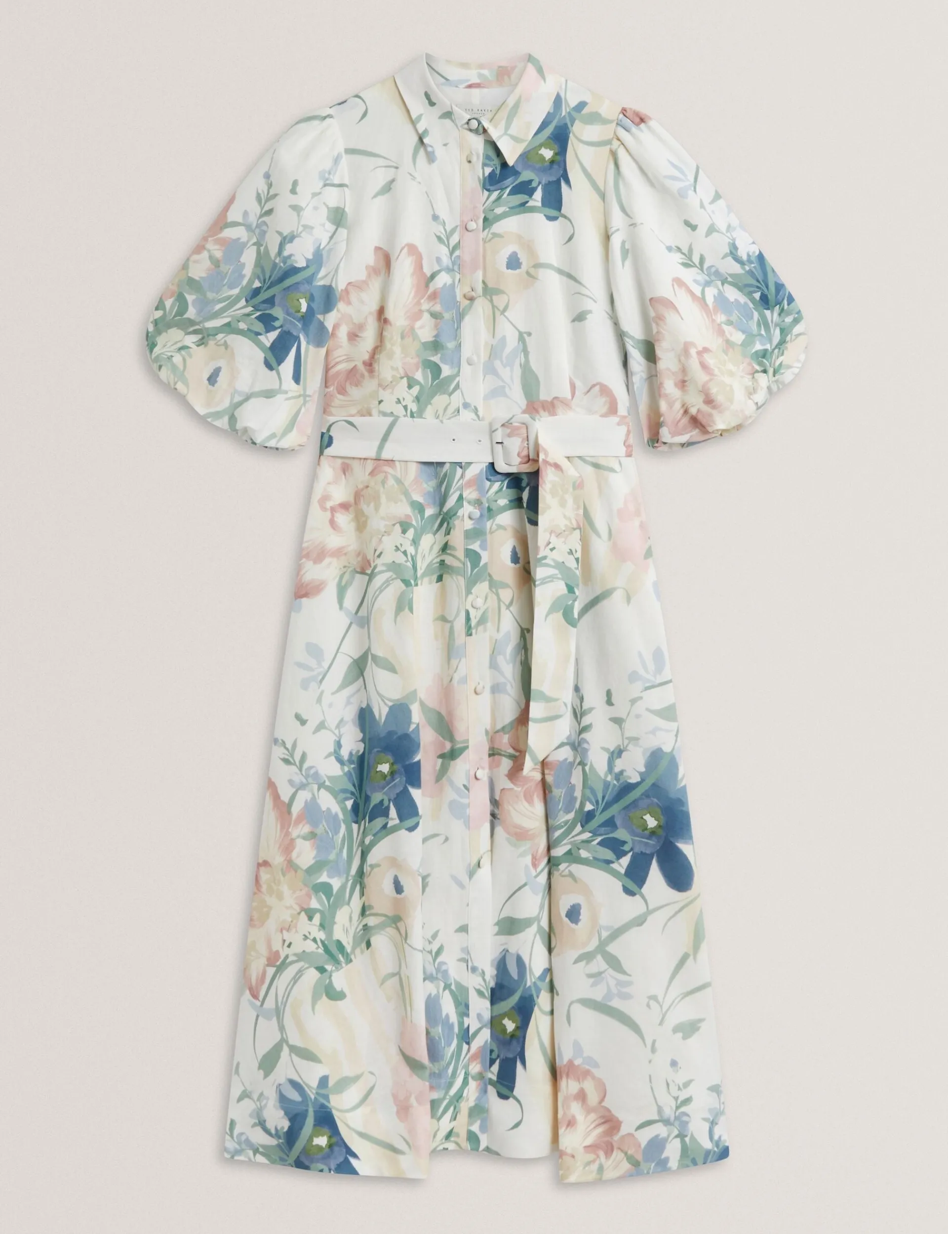 New Lobster Limited Der Weihnachtsladen|Arbeitskleidung<Leinen-Midi-Hemdblusenkleid mit Puffärmeln „Soft Blooms“