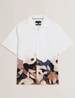 New Lobster Limited Breezy Blues Bearbeiten|Shirts<Lässiges Baumwollhemd mit bedrucktem Saum für den Resort-Bereich