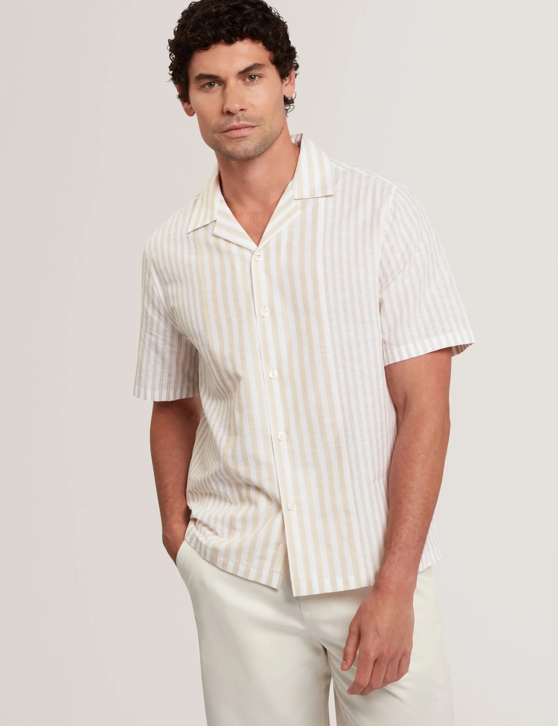 New Lobster Limited Breezy Blues Bearbeiten|Shirts<Lässiges Hemd aus Leinenmischgewebe mit gemischten Streifen