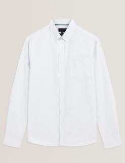 New Lobster Limited Breezy Blues Bearbeiten|Shirts<Lässiges Nadelstreifenhemd mit Stickereidetails