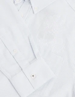 New Lobster Limited Breezy Blues Bearbeiten|Shirts<Lässiges Nadelstreifenhemd mit Stickereidetails