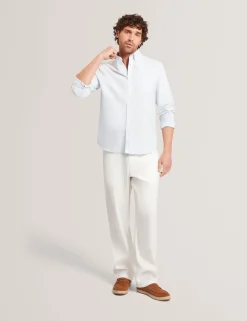 New Lobster Limited Breezy Blues Bearbeiten|Shirts<Lässiges Nadelstreifenhemd mit Stickereidetails