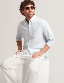 New Lobster Limited Breezy Blues Bearbeiten|Shirts<Lässiges Nadelstreifenhemd mit Stickereidetails