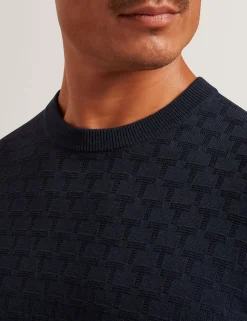New Lobster Limited Breezy Blues Bearbeiten|Arbeitskleidung<Marken-Pullover mit Rundhalsausschnitt und Struktur